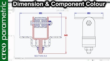 Change the dimension colour, component colour and hatch colour inside the drawing in Creo Parametric