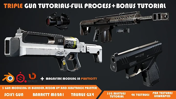Triple Gun Tutorials-Full Process+Bonus Tutorial #blender #plasticity #substancepainter