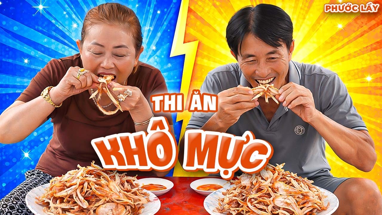 Thử thách thi ăn khô mực nhanh nhất #phuoclay