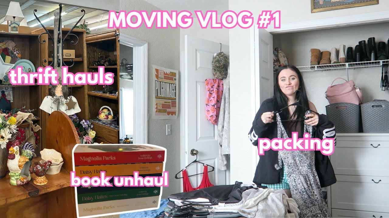 moving out for the first time!! | thrift hauls, book unhaul + packing 📦