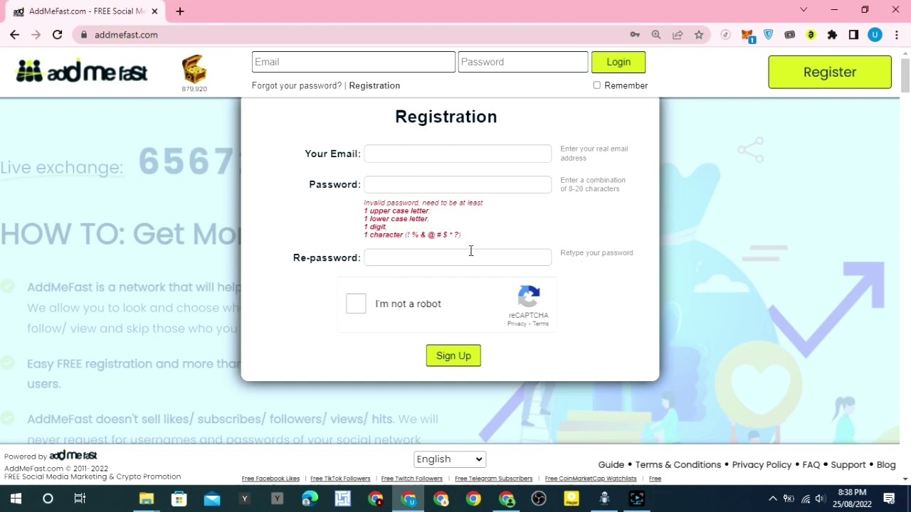 How to Create an Account with Addmefast