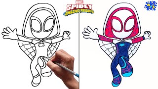 Spider Gwen Drawing || How to draw Ghost Spider from Spidey and his amazing friends