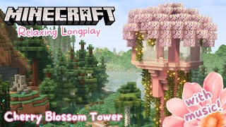 Minecraft Longplay | Cherry Blossom Treehouse Tower (no commentary)