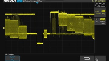 Playing with the video trigger on Siglent SDS1104X-E oscilloscope.