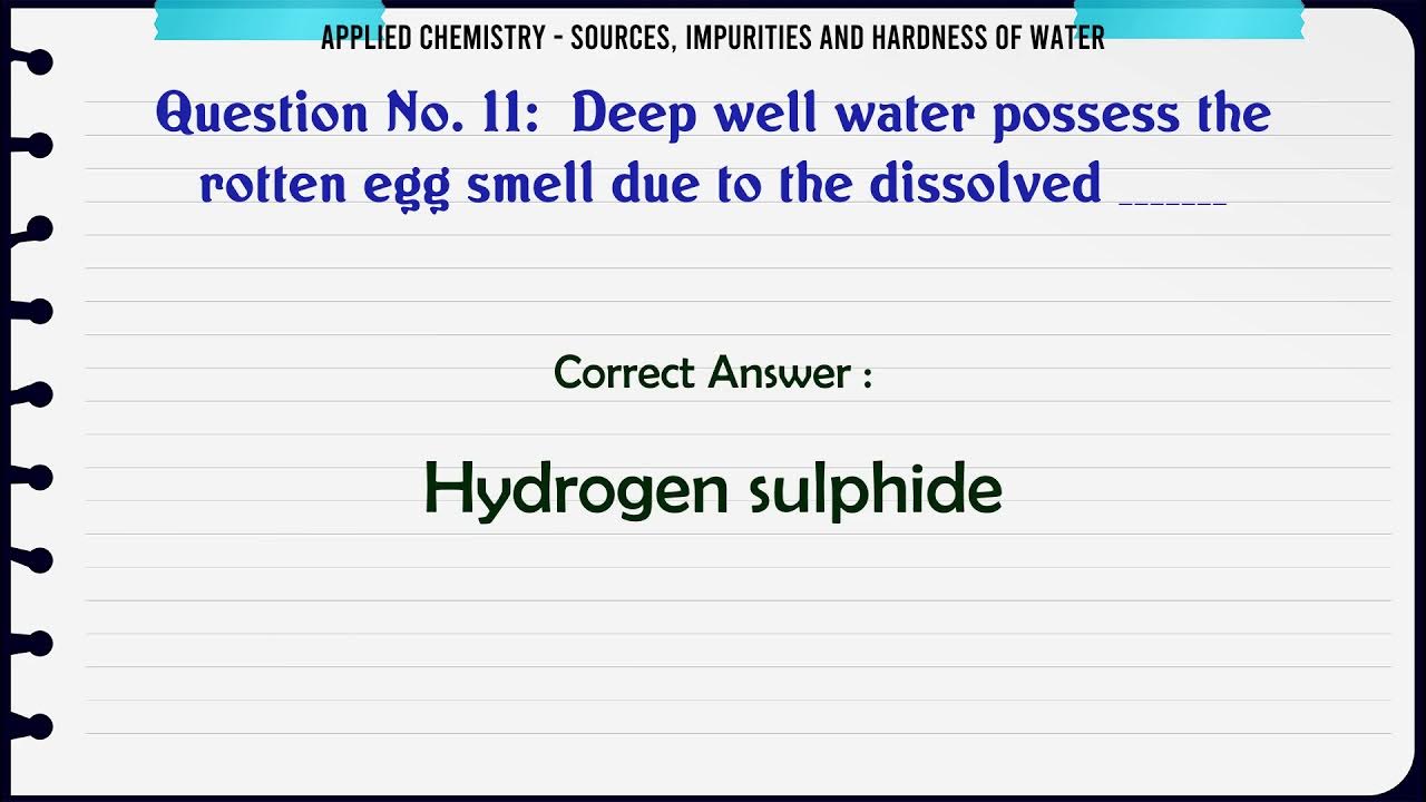 MCQ Questions Sources, Impurities and Hardness of Water with Answers