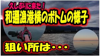 バス釣り【湖西の浜おかっぱり】和邇漁港横ボトム調査！狙い所を探す！