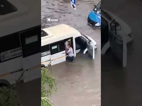 Добрый газелист помог пассажирке добраться до сухого места