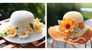 : Crochet Knitted Sun Hat Design  (Share Ideas)#crochet #knitting #crocheted #sunhat