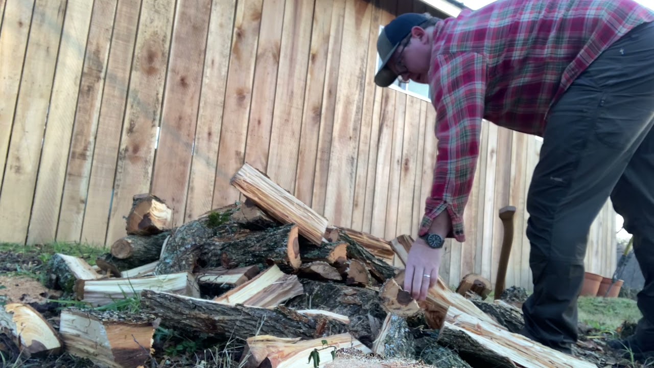 Splitting American Elm by hand. firewood YouTube