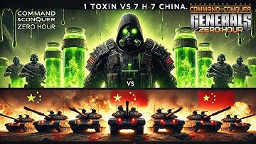 💚⚔️ 1 GLA TOXIN GENERAL vs 7 HARD CHINA ARMIES| Ultimate 1v7 Battle in Generals Zero Hour (No Mods)
