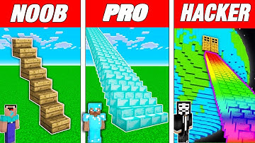 Minecraft NOOB vs PRO vs HACKER : LONGEST STAIRS HOUSE BUILD CHALLENGE! Animation!