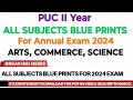PUC II Year All Subjects Blue Print (Arts Commerce Science) 2nd PUC All Blue Prints.......