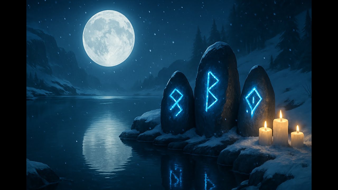 Glacial Rune 🎶💧 ️ Relaxing Nordic Music | Nordic Glacier Pool | Moonlit Winter Night ...