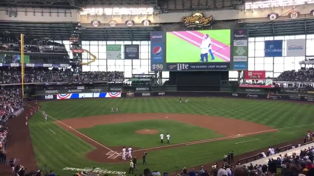 All four MVPs in Milwaukee Brewers history take part in ceremonial first pitch on opening day