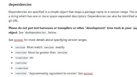 "dependencies" field in package.json file