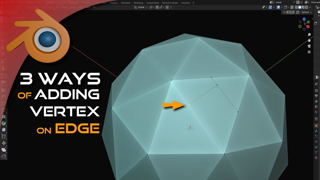 3 ways To add Vertex to Edge Creating single vertex on edge in Blender ...