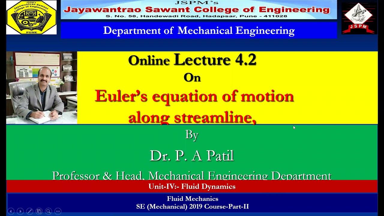 Lecture 4 2 Euler’s equation of motion along streamline, YouTube