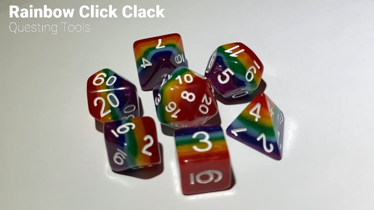 Rainbow Click Clack Dice Acrylic Dice Set Questing Tools