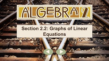 Algebra 2, 2.2 - Graphs of Linear Equations