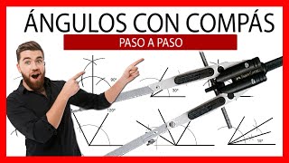 ✏️ Trazado de ÁNGULOS con COMPÁS y regla ✅ Dibujar los de 75 120 135 y 150 grados