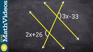 Given alternate exterior angles create an equation to solve for x ex 19