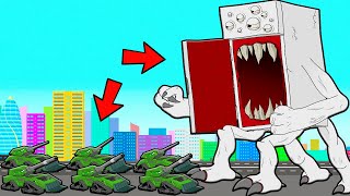 HUGE FRIDGE EATER VS ARMY OF TANKS! FRIDGE EATER ATTACK CITY! Cartoon Animation