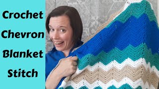 How To Crochet Basic Chevron (Ripple) Blanket Stitch Pattern - Half Double Crochet (HDC)