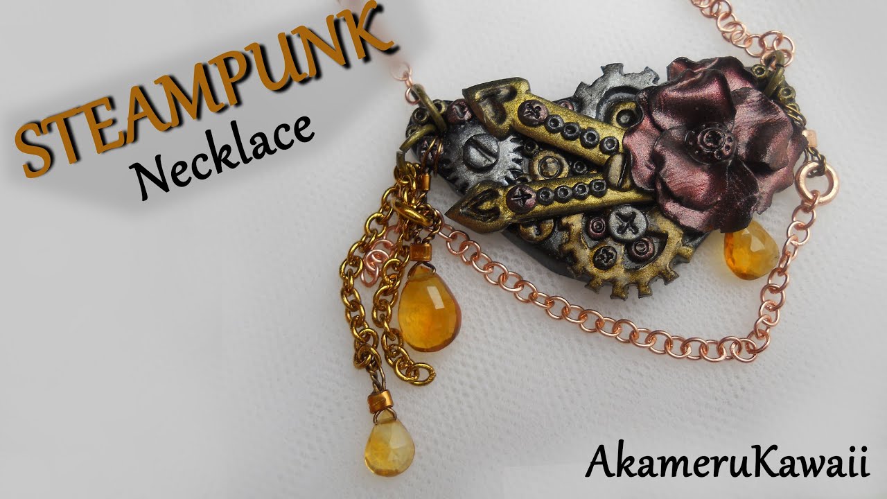 Steampunk Charm Necklace - Polymer clay tutorial - YouTube