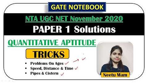 Quantitative Aptitude with TRICKs - NTA UGC NET November 2020 PAPER 1 Solutions
