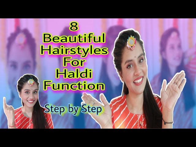 haldi function hairstyle for bride 2024 || haldi hairstyle for bridal ||  latest hairstyle for haldi - YouTube