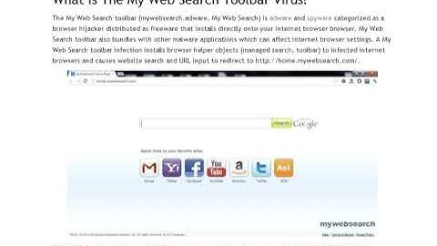 How To Remove The My Web Search Toolbar Hijacker Virus (Mywebsearch.com)