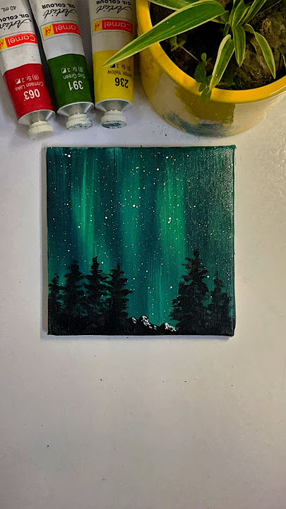 Easy Northern Lights Mini Canvas Painting | Aurora Night Sky Art for Beginners