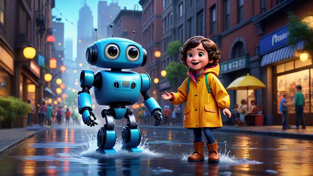 Five Dancing Robots in the Rain | Fun Tech Rhyme for Kids | Nursery Rhymes and Action Songs