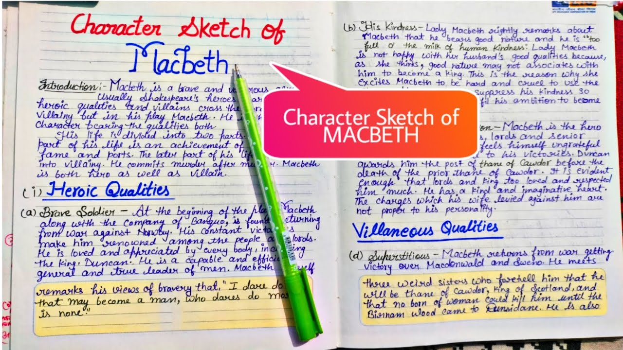 CHARACTER SKETCH of Macbeth  Macbeth summary in Hindi  How to write CHARACTER  SKETCH macbeth  YouTube