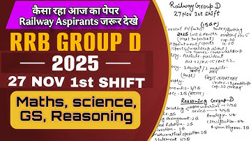RRB GROUP D EXAM Review 2025|RRB GROUP D EXAM Analysis 2025 |GROUP D 27 November 1ST SHIFT ANALYSIS 