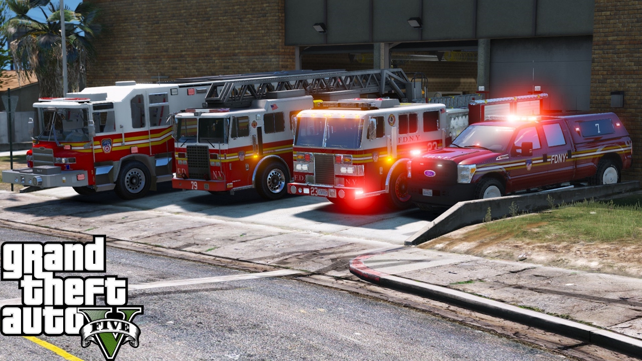 Gta 5 Firefighter Mod Tiller Ladder Firetruck Responding To Emergency E37