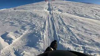 T-Bar Rope Tow, Arctic Valley, Alaska, loading and unloading old school ski lift, Rendezvous Chugach