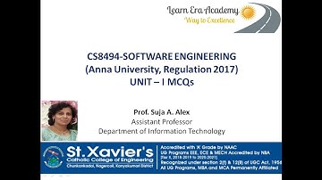 Prof.Suja A.Alex | MCQs | Unit- I| CS8494 Software Engineering