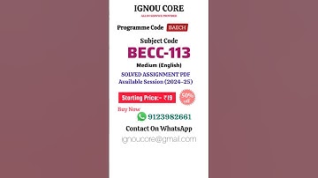 BECC 113 Solved Assignment PDF 2024-25 in English, BAECH program BECC-113 Solved assignments