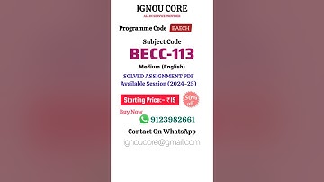 BECC 113 Solved Assignment PDF 2024-25 in English, BAECH program BECC-113 Solved assignments