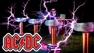 AC/DC  Thunderstruck, but with Tesla Coils