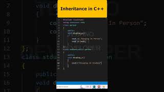Inheritance with Examples in C++ |  Part 15 #youtubeshorts #ytshorts