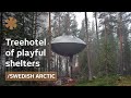 Treehotel: mirrorcube, nest, UFO treehouses in Arctic forest