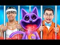 Jock and Nerd vs CATNAP! Funny Lifehacks by Smiling Critters in Prison! STUPID vs SMART Student
