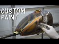 【custom paint】A peanut tank for Harley-Davidson was custom painted with candy yellow.  カスタムペイント