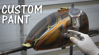 【custom paint】A peanut tank for Harley-Davidson was custom painted with candy yellow.  カスタムペイント