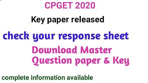 CPGET 2020 Response sheet Master Question paper released check your subject marks