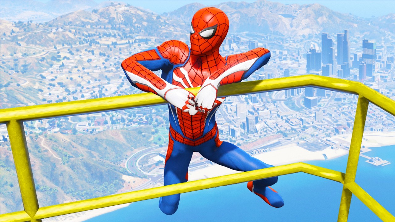 SPIDERMAN CRAZY JUMPS/FALLS #2 (GTA 5 Spider Man Fails)