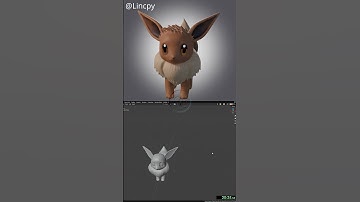 Eevee Blender Timelapse #shorts #b3d  #blender3d #pokemon #eevee     #3dmodeling #tutorial