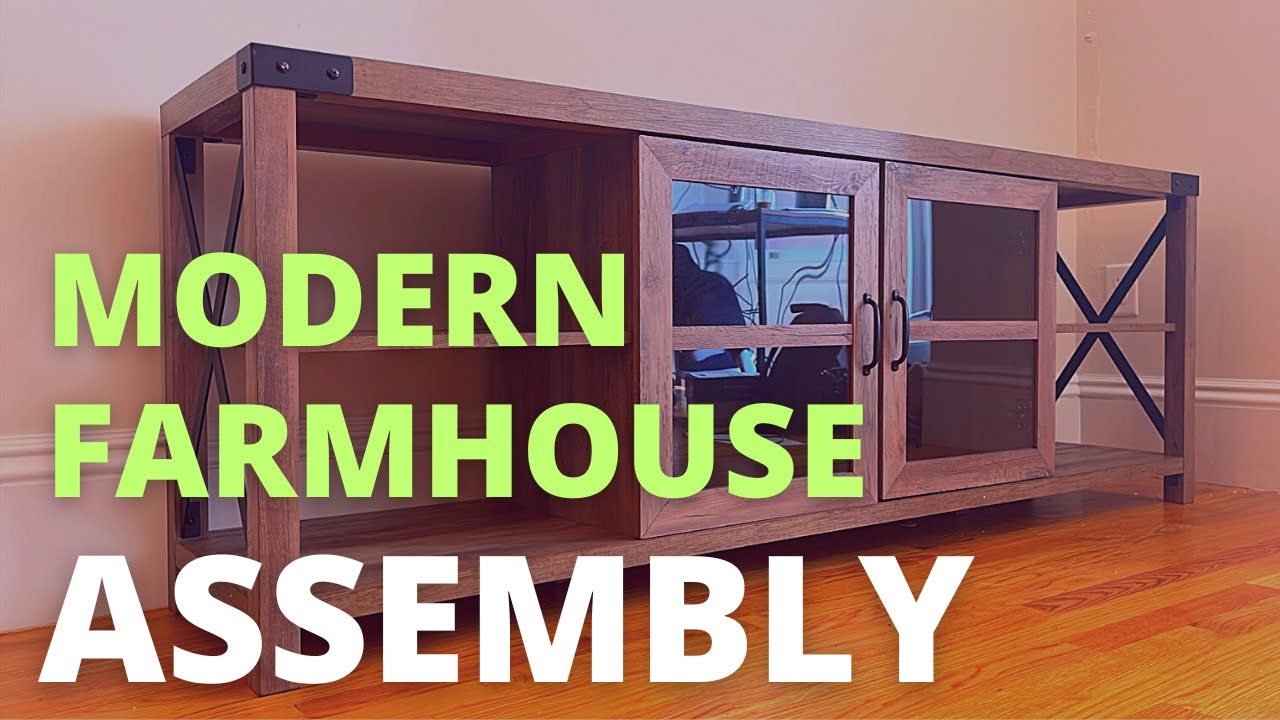 Walker Edison Rustic Modern Farmhouse Metal and Wood TV Stand Assembly Modern Farmhouse Metal X Wood